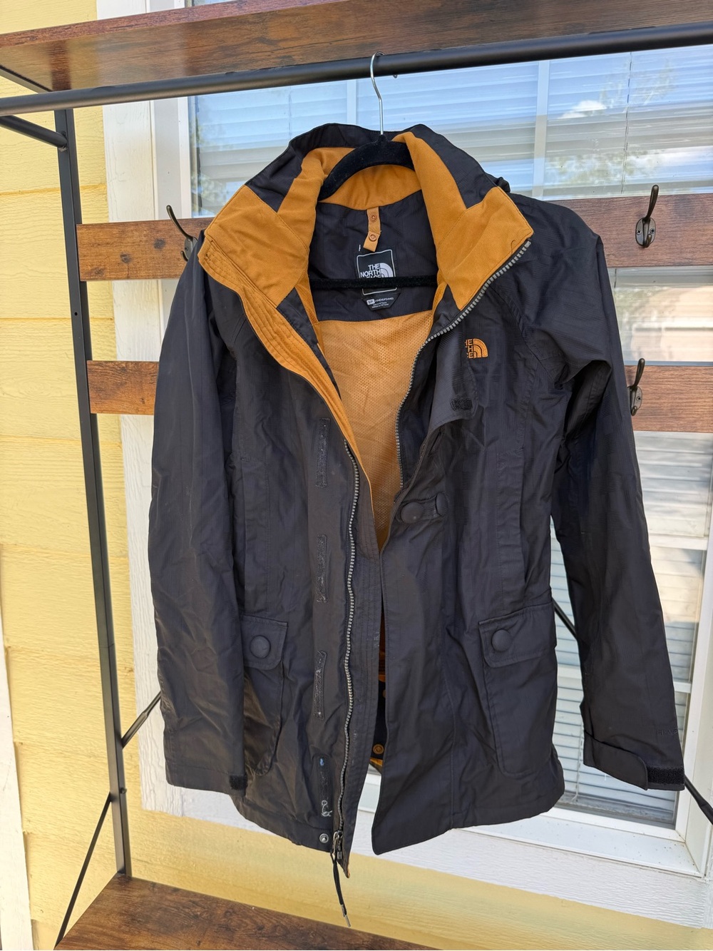 The North Face peacoat rain Black Jacket with Tan Lining
